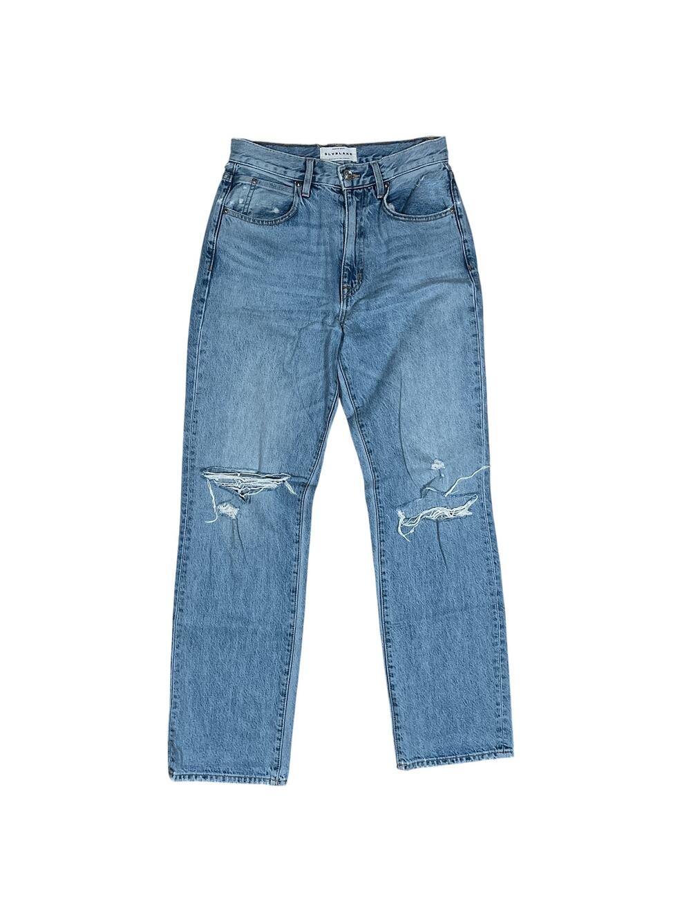 SLVRLAKE Denim Women's London High Rise Straight Leg Jeans 28x30 Distressed